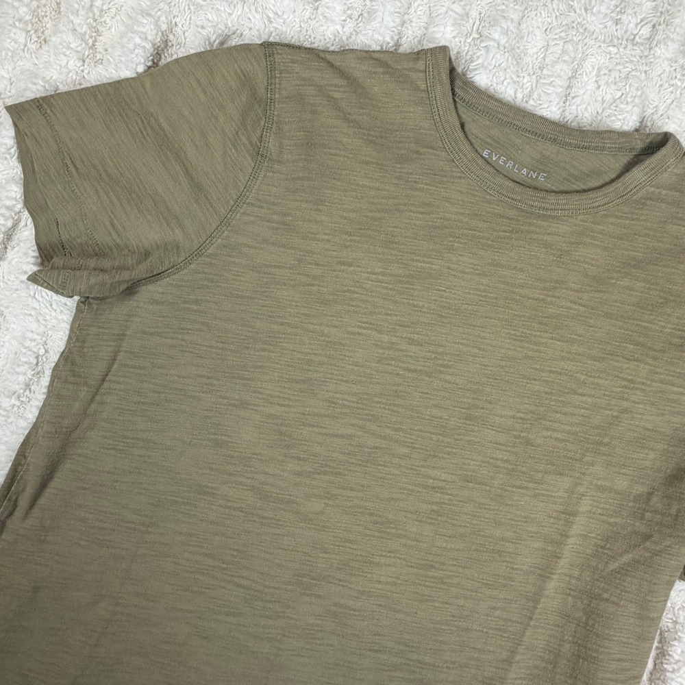 Everlane Organic Cotton Slub Crew Neck Tee Olive Green Short Sleeve M